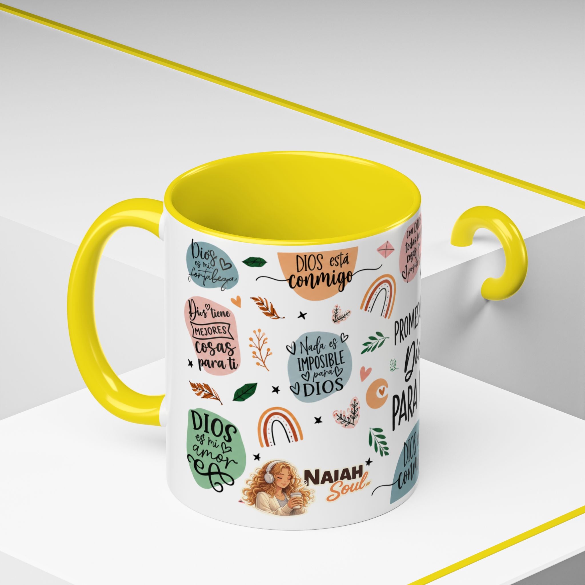 Christian Coffee Mug — "Promesas de Dios para mí" Naiah Soul Inspirational Accent Mug