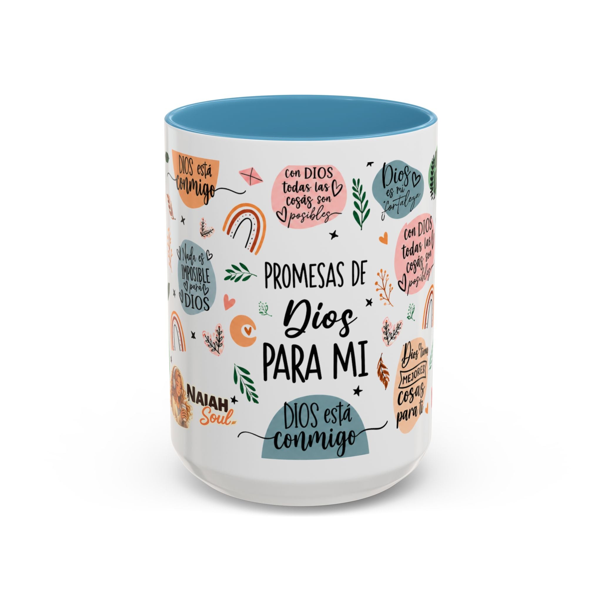 Christian Coffee Mug — "Promesas de Dios para mí" Naiah Soul Inspirational Accent Mug