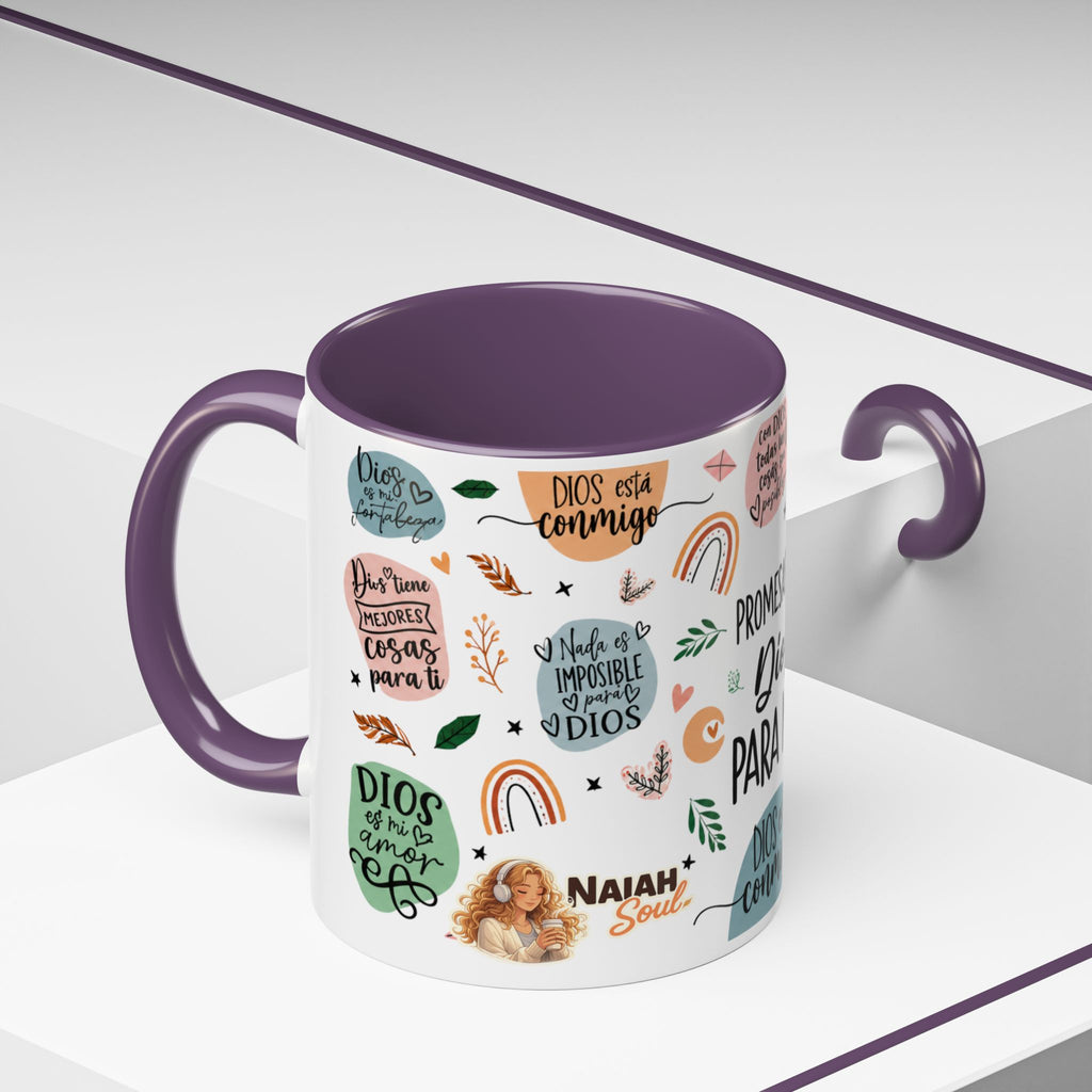 Christian Coffee Mug — "Promesas de Dios para mí" Naiah Soul Inspirational Accent Mug