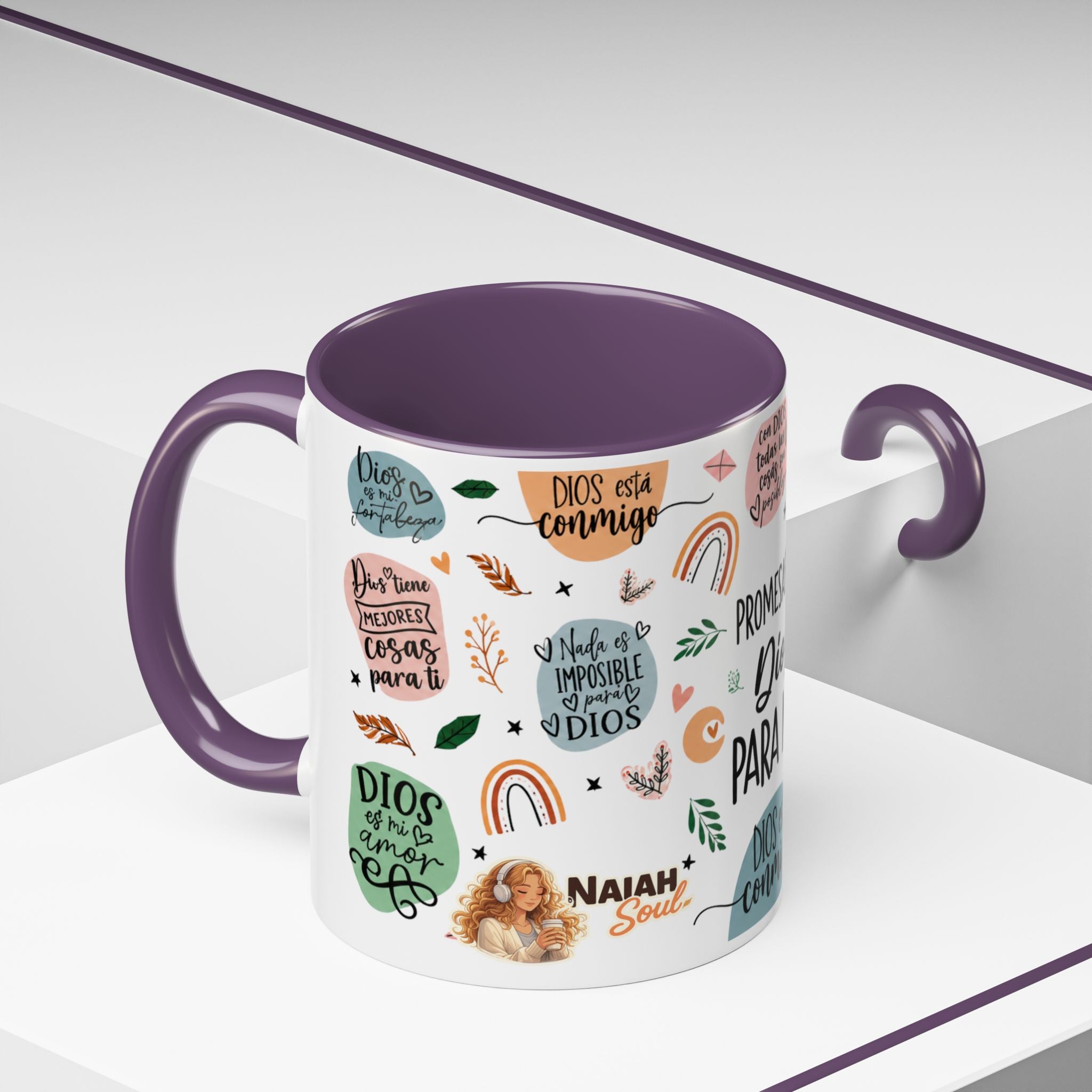 Christian Coffee Mug — "Promesas de Dios para mí" Naiah Soul Inspirational Accent Mug