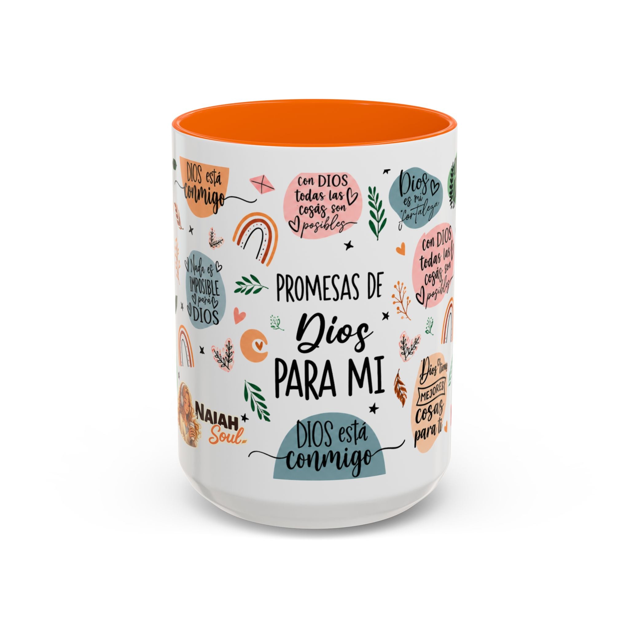 Christian Coffee Mug — "Promesas de Dios para mí" Naiah Soul Inspirational Accent Mug