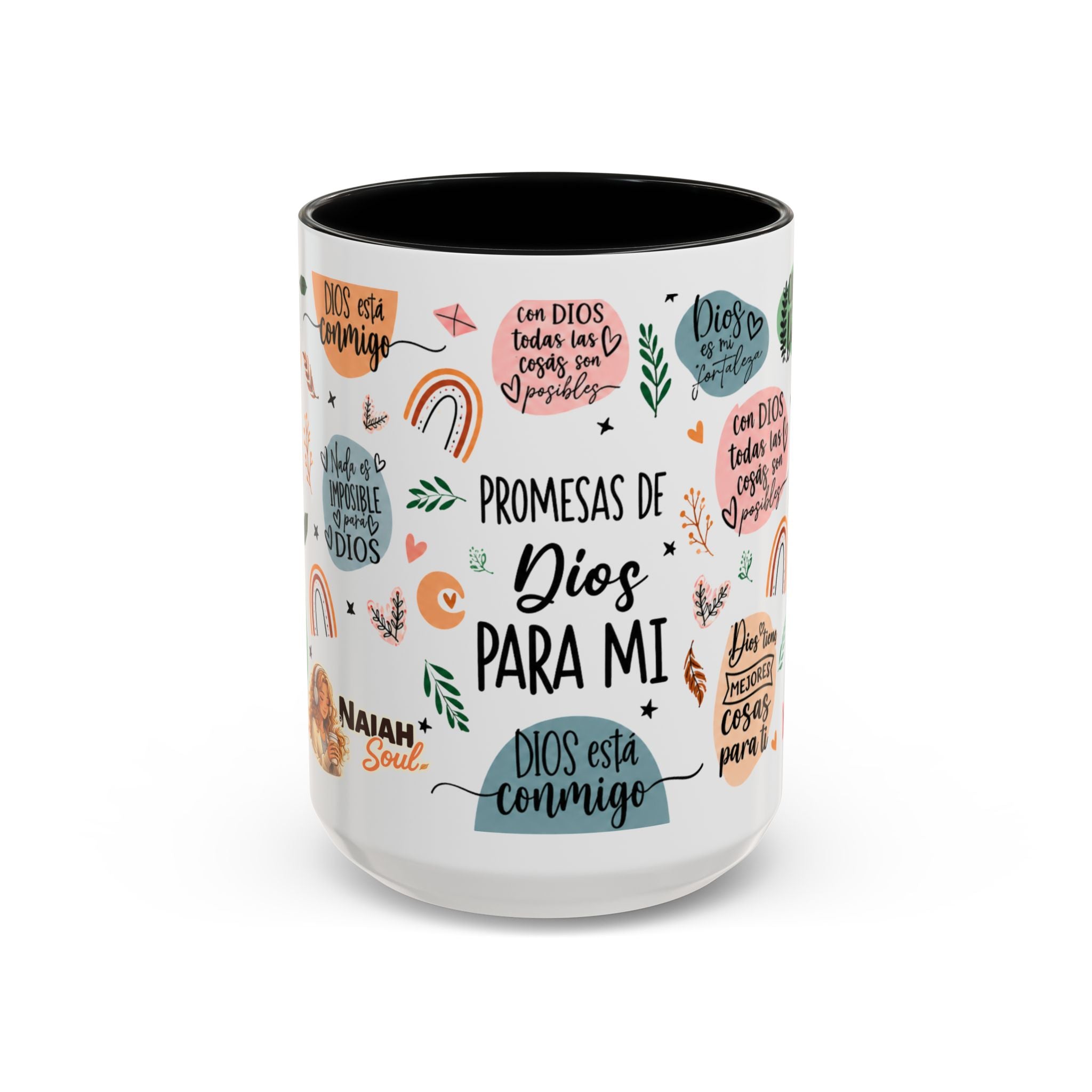 Christian Coffee Mug — "Promesas de Dios para mí" Naiah Soul Inspirational Accent Mug