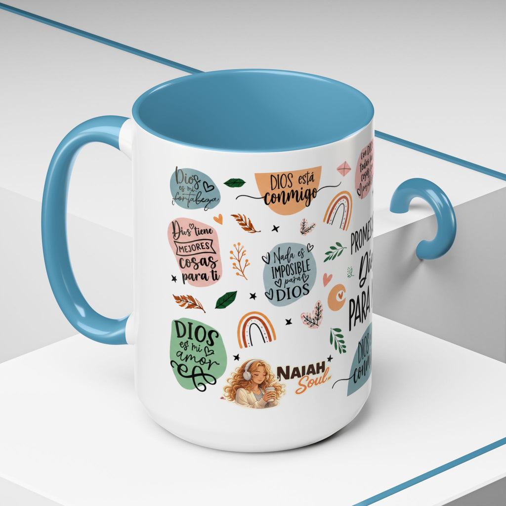 Christian Coffee Mug — "Promesas de Dios para mí" Naiah Soul Inspirational Accent Mug