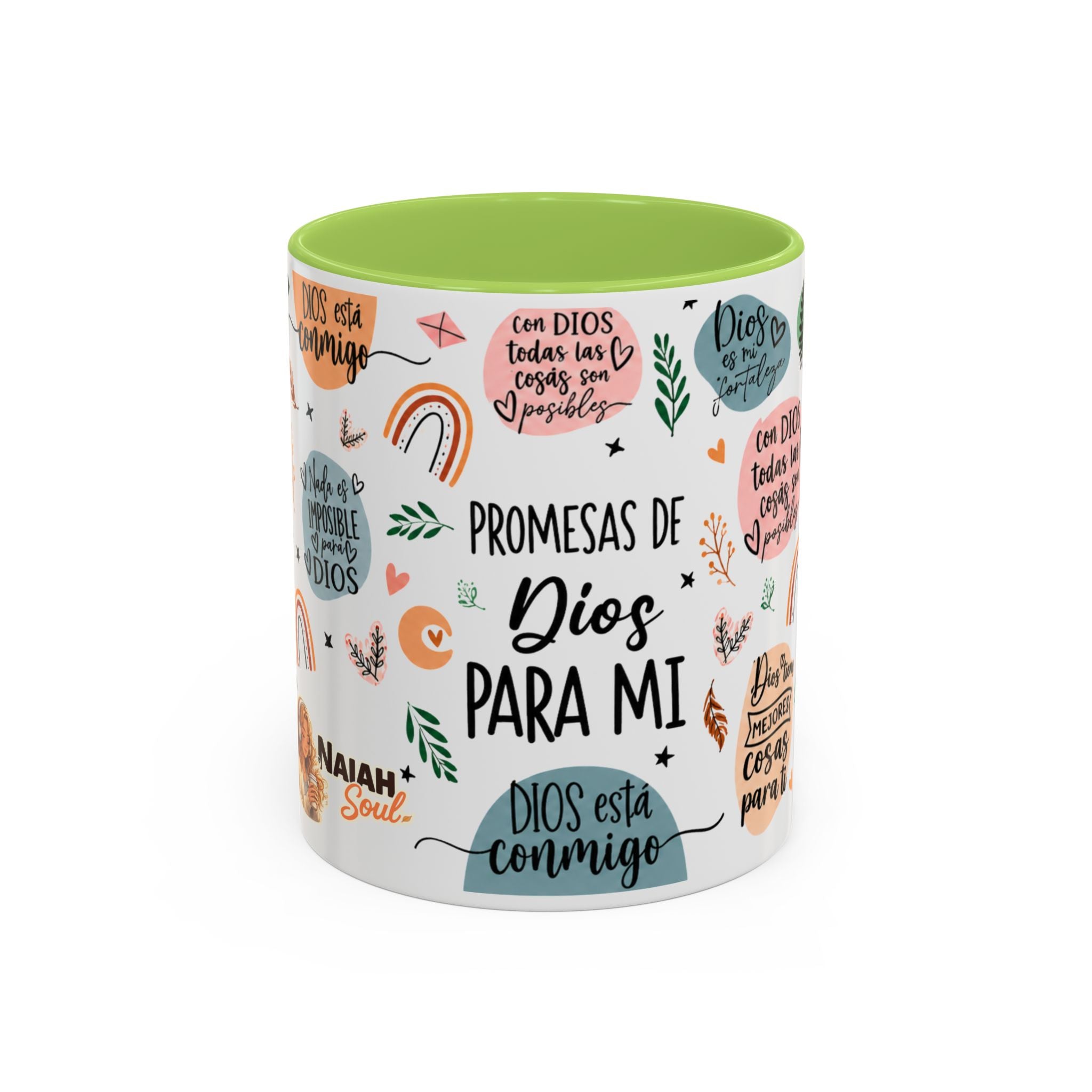 Christian Coffee Mug — "Promesas de Dios para mí" Naiah Soul Inspirational Accent Mug