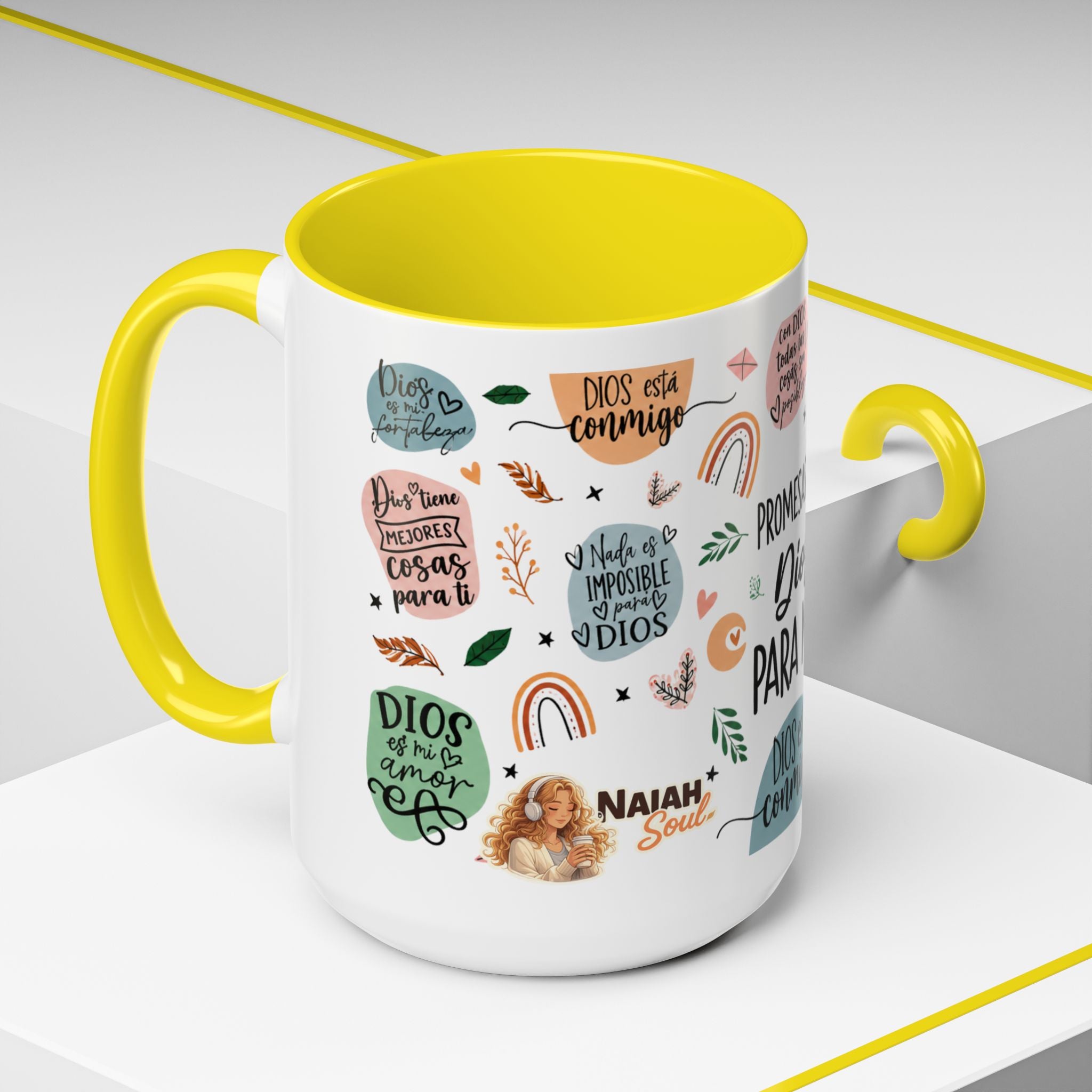 Christian Coffee Mug — "Promesas de Dios para mí" Naiah Soul Inspirational Accent Mug