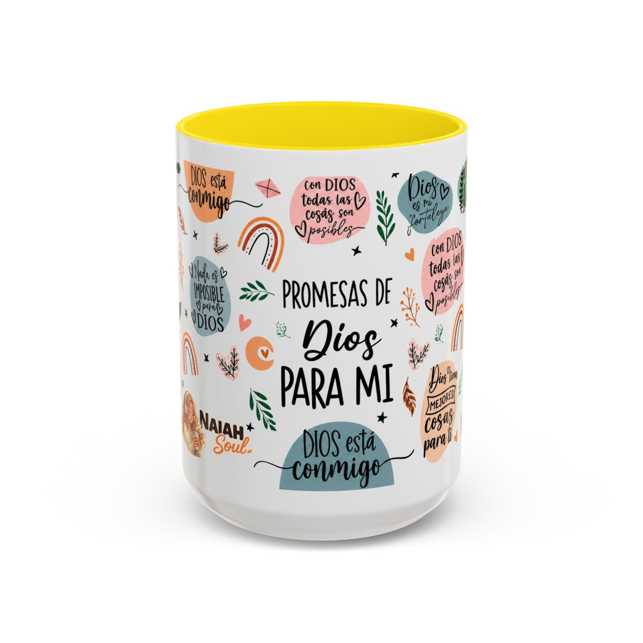 Christian Coffee Mug — "Promesas de Dios para mí" Naiah Soul Inspirational Accent Mug