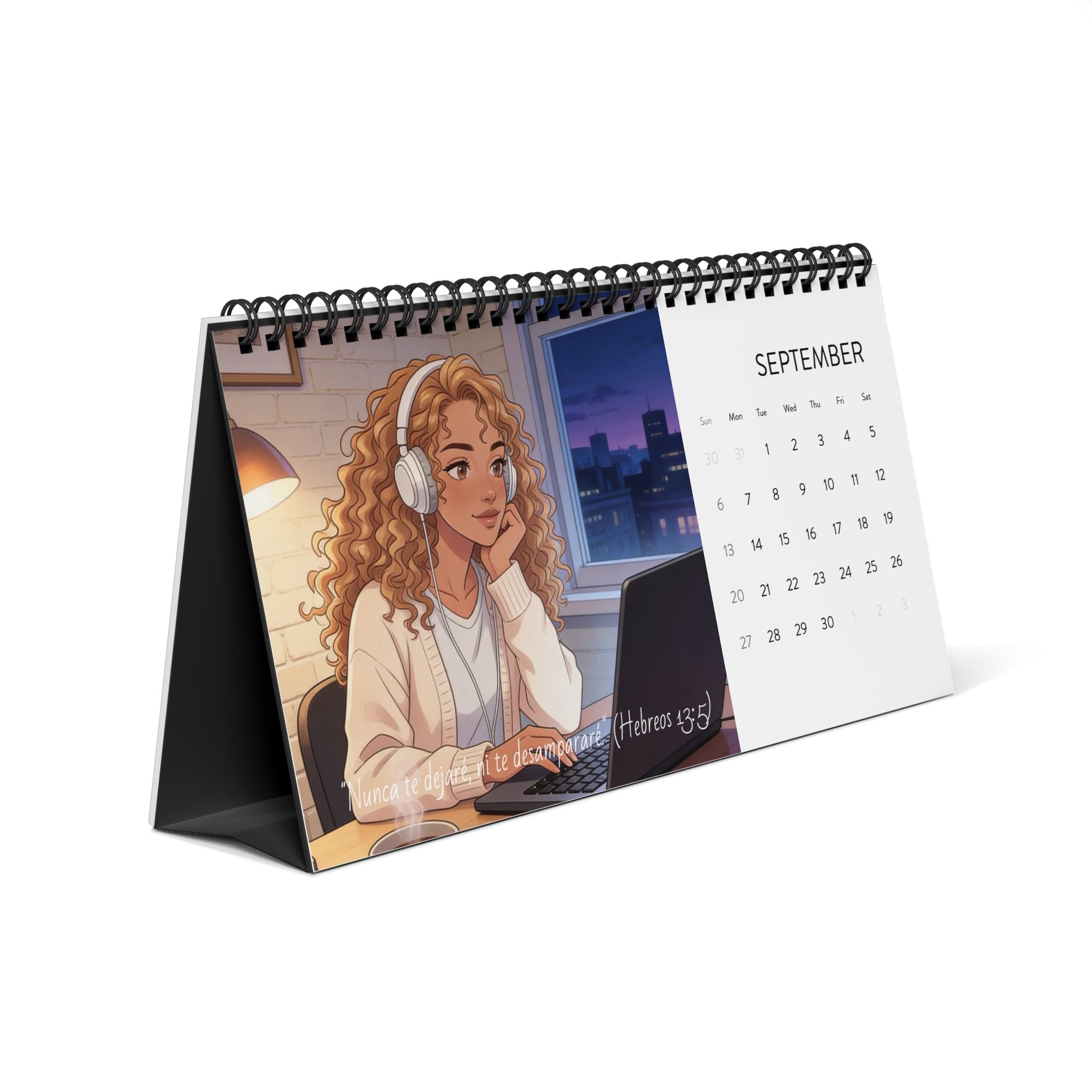 2026 Desktop Calendar | Naiah Soul Cozy Café Illustration | Monthly Planner with Stand | Cottagecore Desk Decor