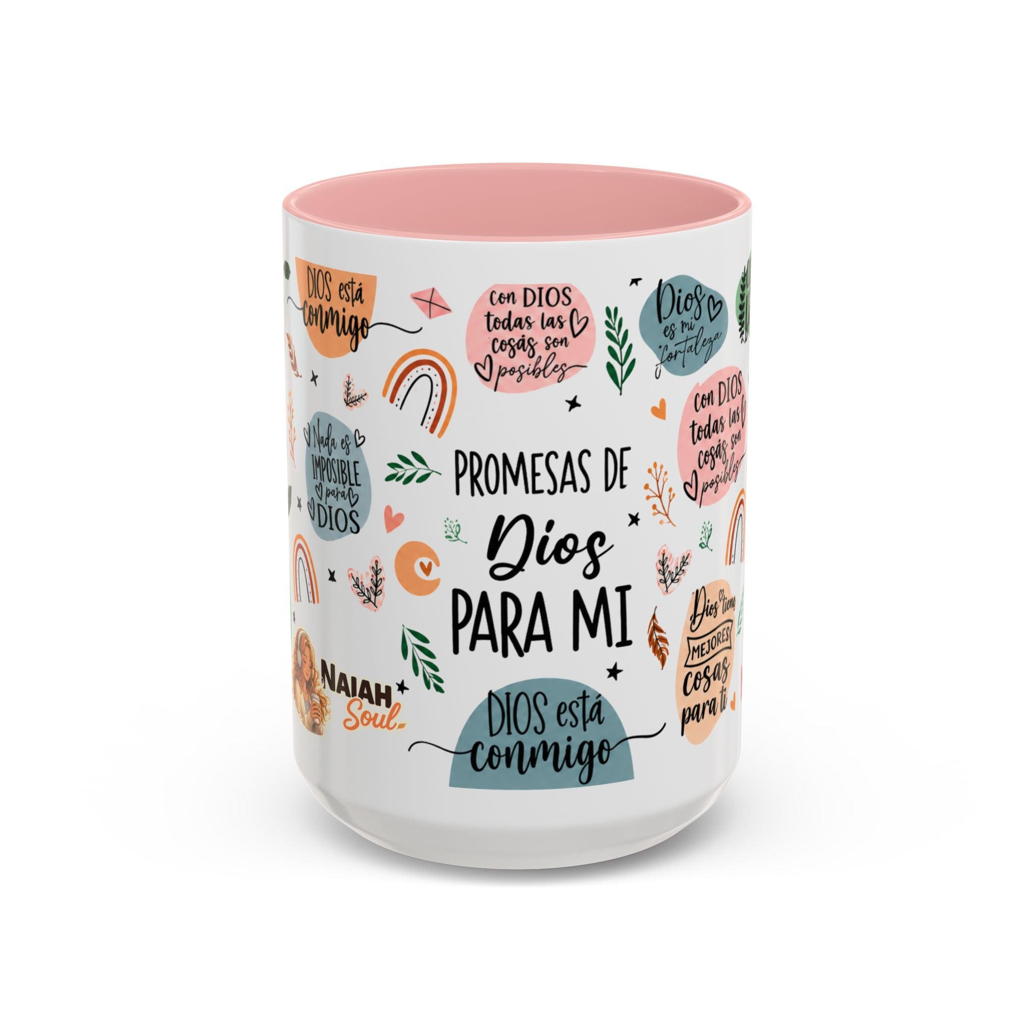 Christian Coffee Mug — "Promesas de Dios para mí" Naiah Soul Inspirational Accent Mug