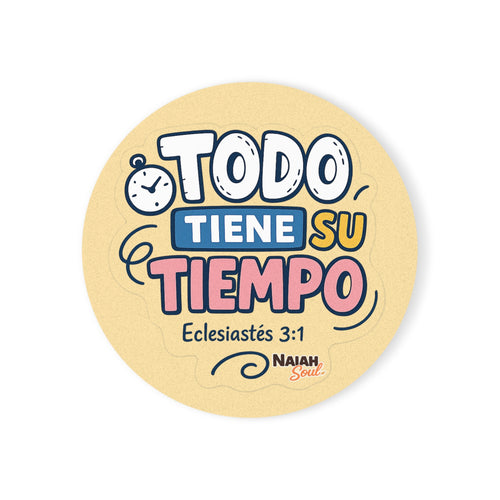 "Todo Tiene Su Tiempo" Spanish Scripture Coaster | Ecclesiastés 3:1 | Naiah Soul Cork-Back Drink Coaster, Christian Gift