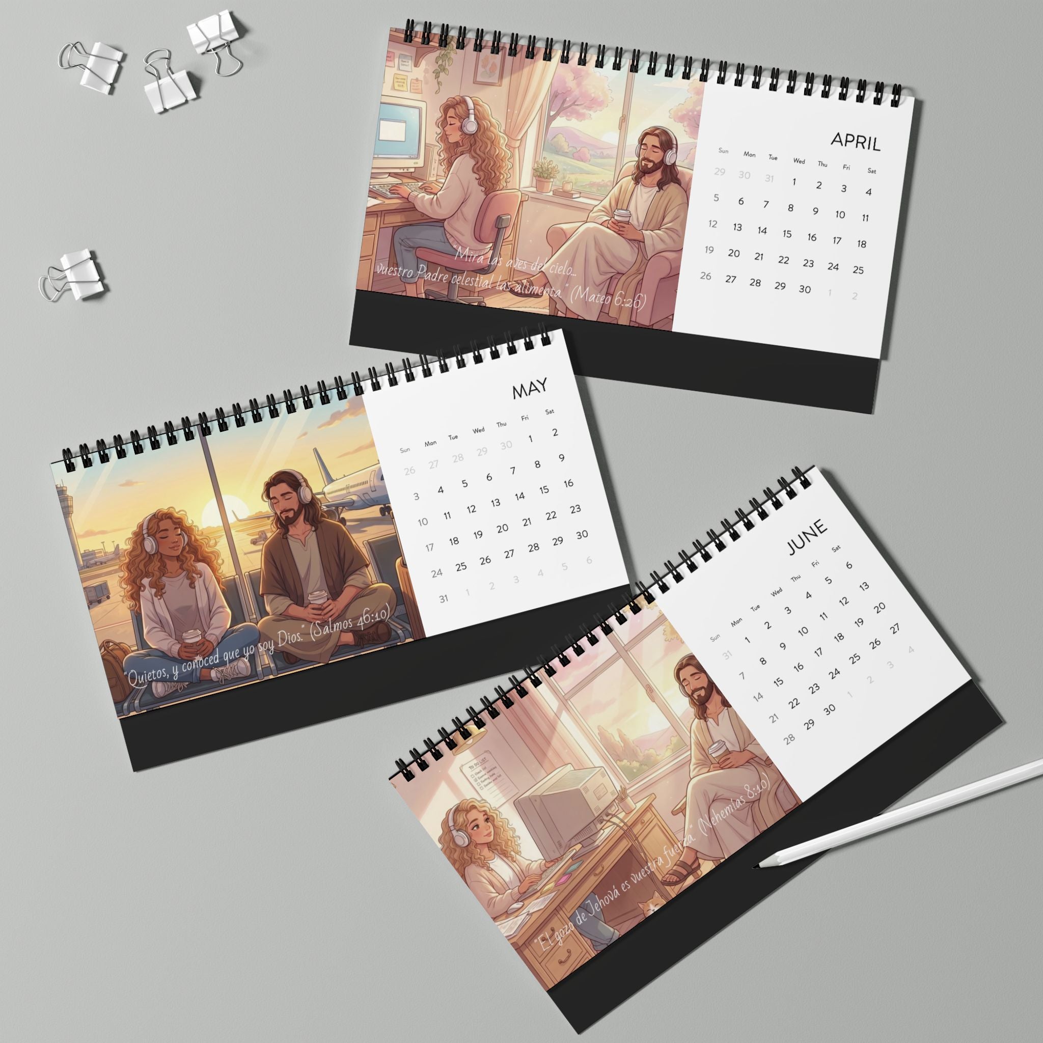 2026 Desktop Calendar | Naiah Soul Cozy Café Illustration | Monthly Planner with Stand | Cottagecore Desk Decor