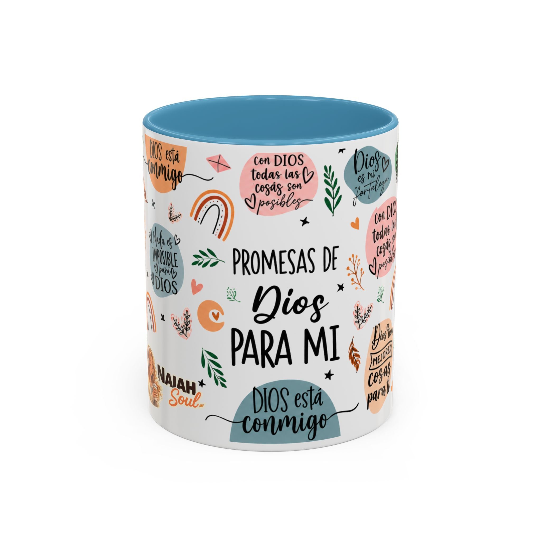 Christian Coffee Mug — "Promesas de Dios para mí" Naiah Soul Inspirational Accent Mug